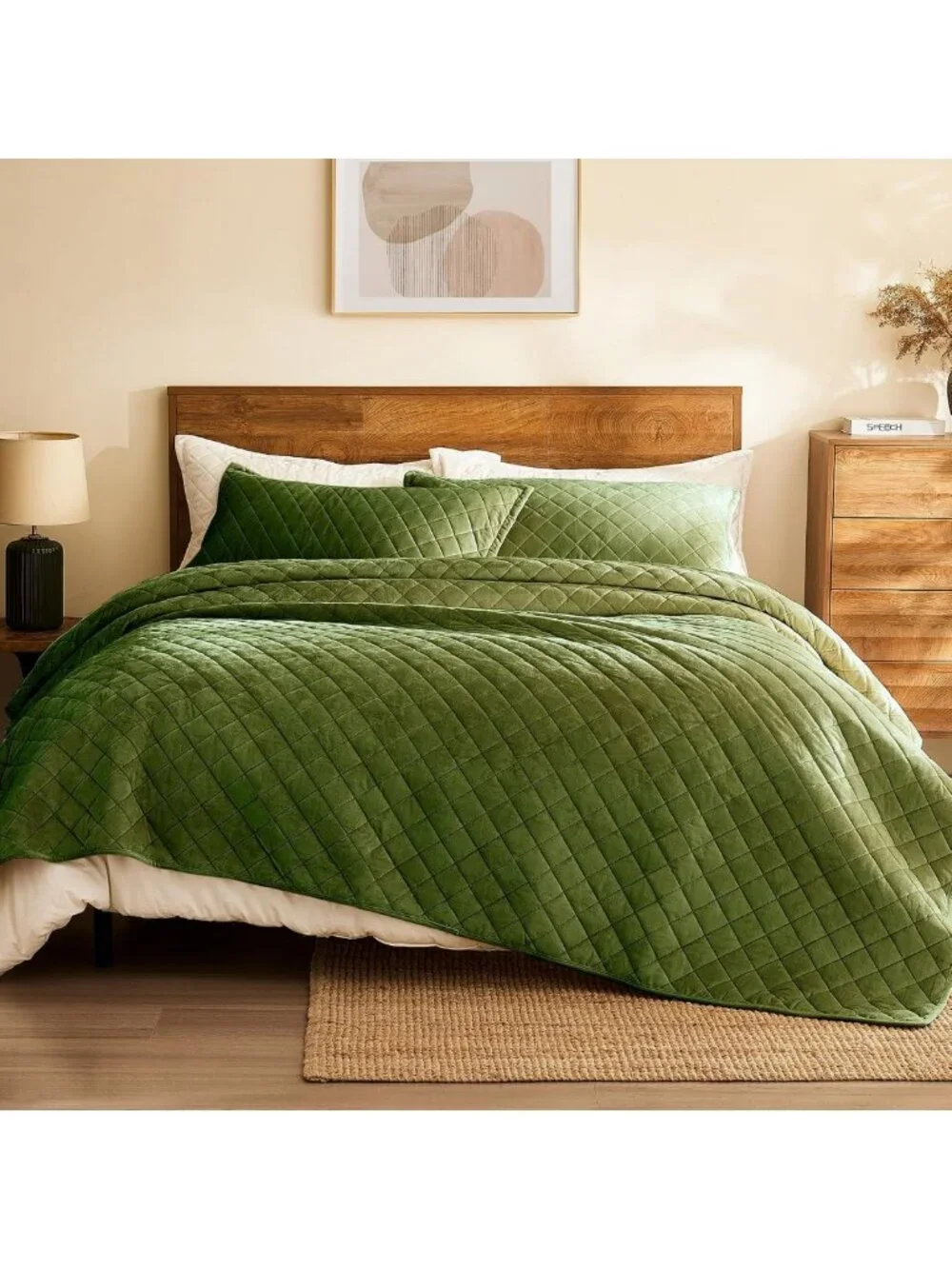 Luxury Velvet King Quilt Set - 3-Piece Reversible Bedding, Lightweight Bedspread
